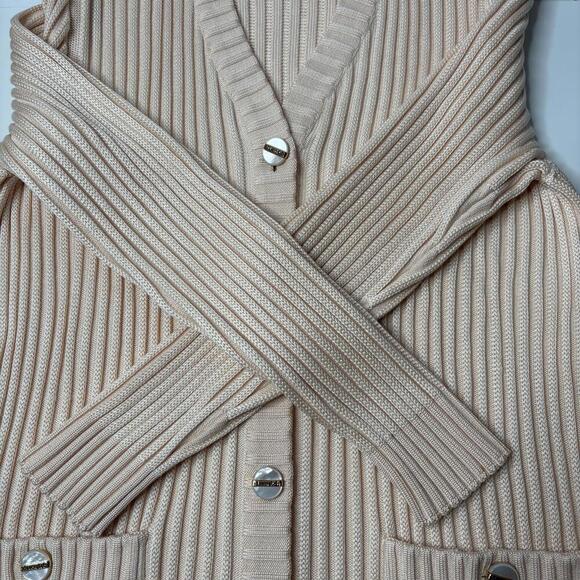 IDASCRATCH 100% Silk Ribbed Ivory Button Up Cardigan Sweater Italy M DESIGNER - Picture 7 of 9